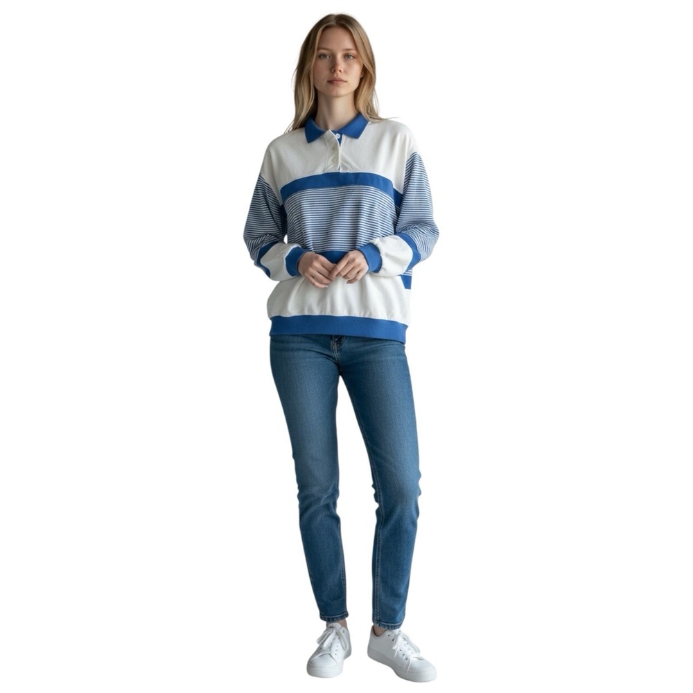 Vintage SFO San Francisco Originals Striped Rugby Sweatshirt Womens Size M